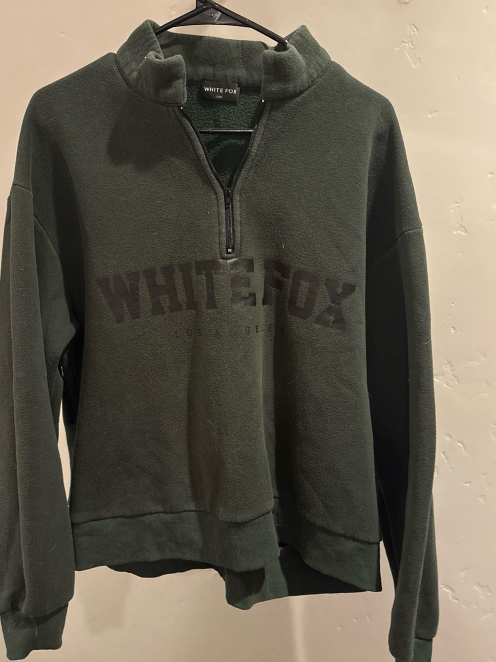 White Fox Dark Green Half-Zip Sweater